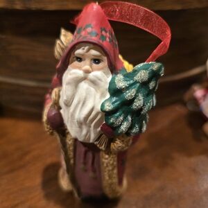 Hallmark Santa Ornament with Red and Green Accents
